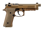 Beretta M9A3 FDE: Threaded Barrel Vertec Grip 9mm Decocker Only, JS92M9A4GM