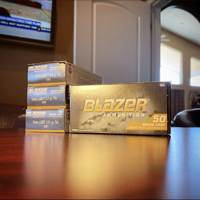 Blazer 9mm Luger 124gr FMJ (50 round box)