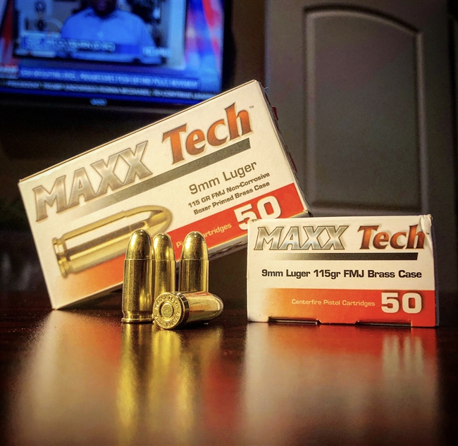 Maxx Tech 9mm Luger 115gr FMJ (Box of 50)