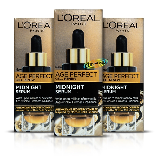 3x Loreal Age Perfect Cell Renew Midnight Anti Wrinkle Face Serum 30ml
