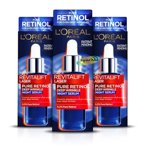 Loreal Revitalift Laser Pure Retinol 0.2 % Deep Wrinkle Night Face Serum 30ml