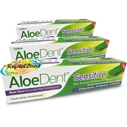 3x Optima Aloe Dent Aloe Vera Sensitive Toothpaste 100ml Fluoride Free