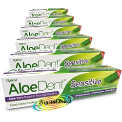 6x Optima Aloe Dent Aloe Vera Sensitive Toothpaste 100ml Fluoride Free