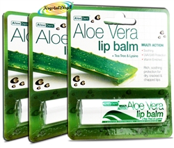 3x Aloe Dent Aloe Vera  Tea Tree Lysine Protection Lip Balm