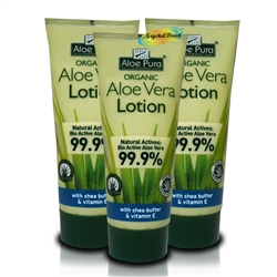 3x Aloe Pura Organic Aloe Vera Skin Lotion With Shea Butter & Vitamin E 200ml