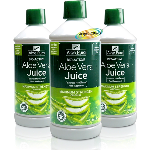 3x Aloe Pura Original Aloe Vera Juice Maximum Strength 1 Litre Digestive Support