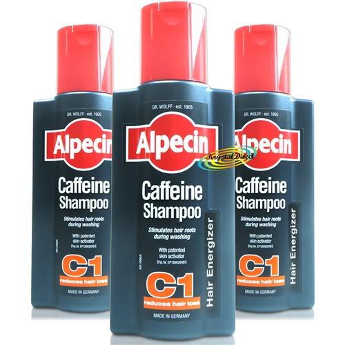 3x Alpecin Caffeine Shampoo C1 Reduces Hair Loss & Stimulates Hair Growth 250ml