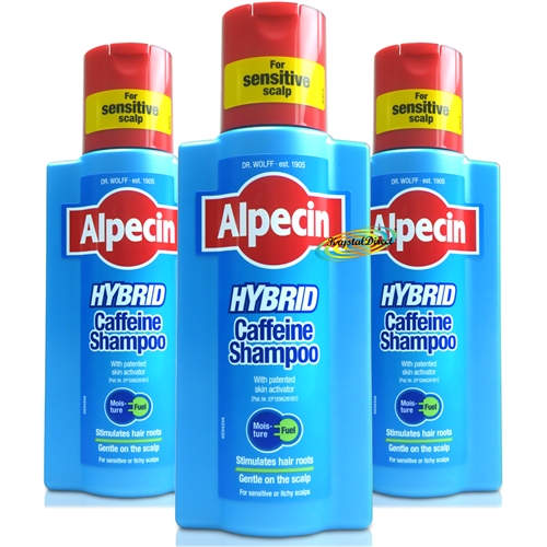 3x Alpecin Hybrid Caffeine Shampoo 250ml For Sensitive Or Itchy Scalps