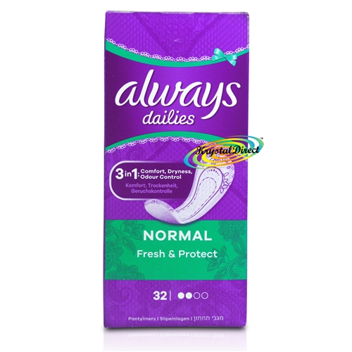 Always Dailies 32 Normal Fresh & Protect Odour Neutralising Pantyliners Pads