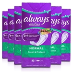 6x Always Dailies 32 Normal Fresh & Protect Odour Neutralising  Pads