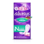 Always Dailies 20 Panty Liners Normal Individually Wrapped Fresh Scent