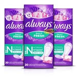 3x Always Dailies 20 Panty Liners Normal Individually Wrapped Fresh Scent