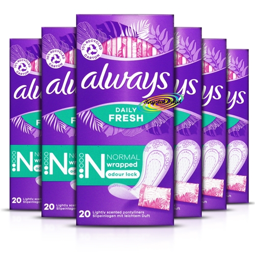 6x Always Dailies Pantyliners Normal Individually Wrapped