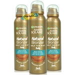 3x Garnier Ambre Solaire Natural Bronzer Quick Drying Dark Self Tan Body Mist 150ml