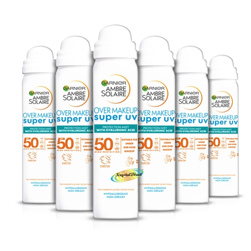6x Garnier Ambre Solaire Over Makeup Super UV Protection Mist SPF50 75ml