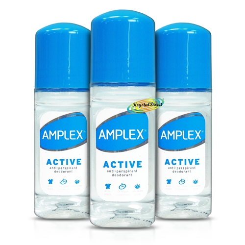 3x Amplex ACTIVE Anti Perspirant Deodorant Roll On 50ml