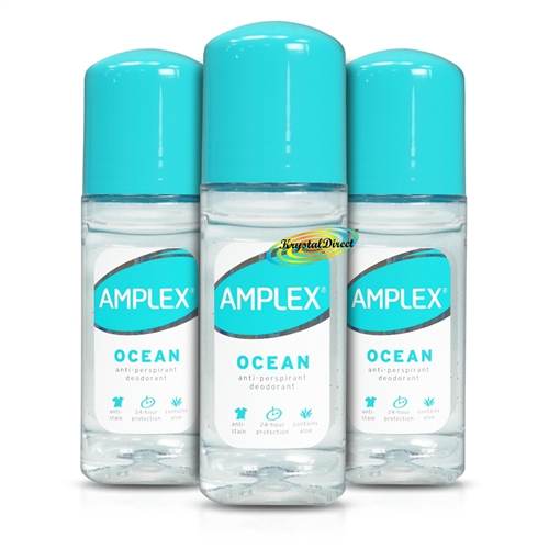 3x Amplex OCEAN Anti Perspirant Deodorant Roll On 50ml