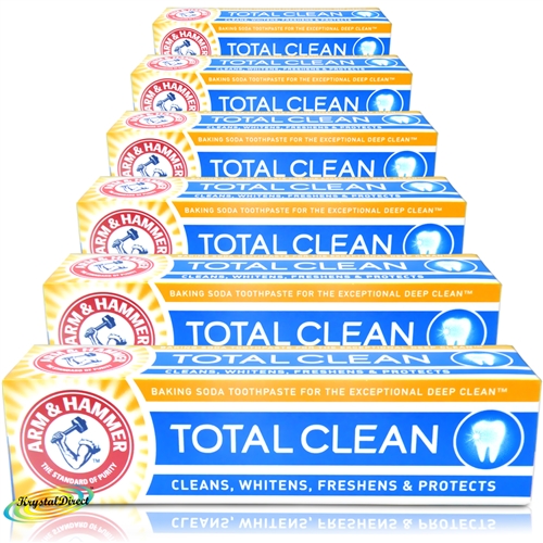 6x Arm & Hammer TOTAL CLEAN Baking Soda Toothpaste 125g Total Care