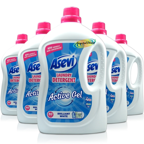 5x Asevi Laundry Detergent Active Gel Brilliant White 2280ml