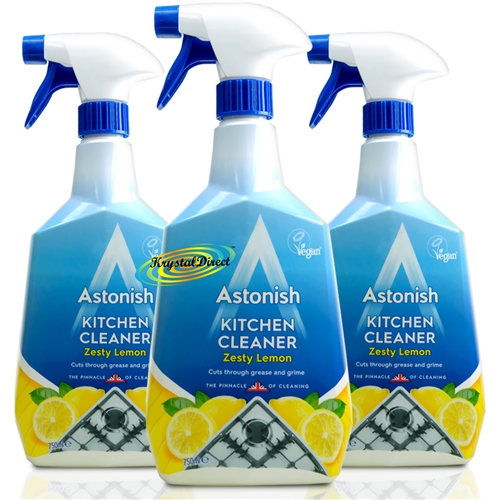 3x Astonish Kitchen Cleaner Spray Zesty Lemon 750ml