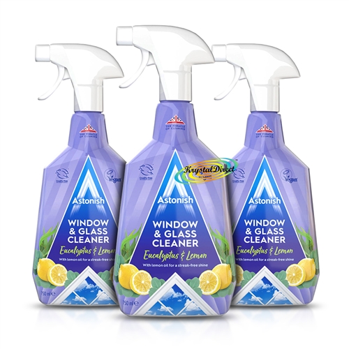 3x Astonish Window & Glass Cleaner Spray With Eucalyptus & Lemon Oil 750ml