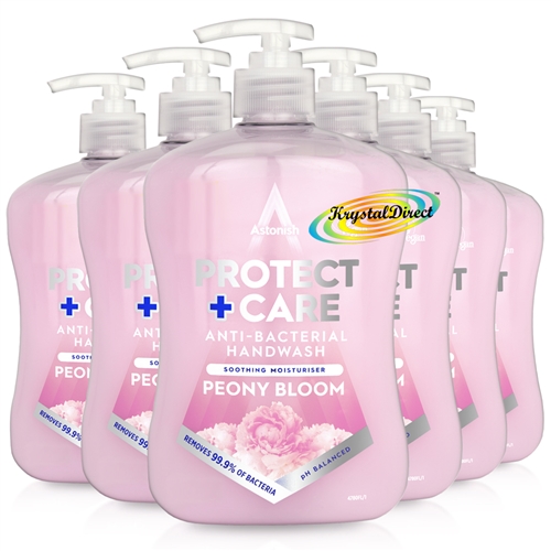 6x Astonish Protect & Care Liquid Soap Hand Wash Peony Bloom 600ml