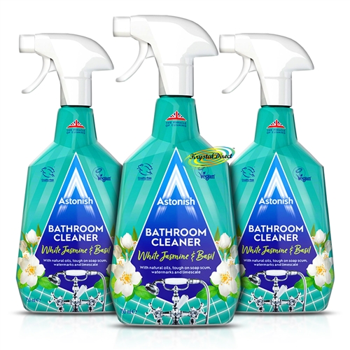 3x Astonish Bathroom Cleaner Natural Oils Limescale Remover Spray 750ml