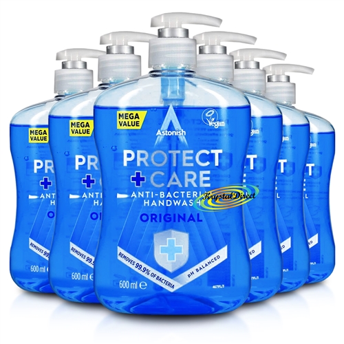 6x Astonish Original Anti Bacterial Moisturising Protect & Care Hand Wash 600ml