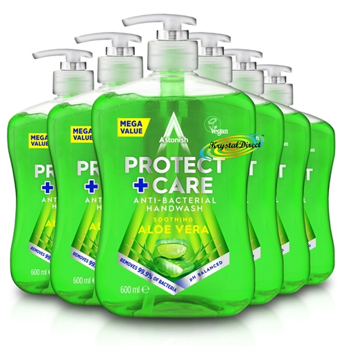 6x Astonish Clean & Protect ALOE VERA Antibacterial Hand Wash 600ml