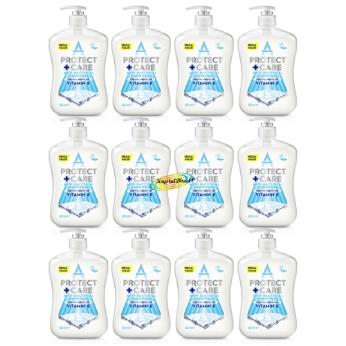 12x Astonish Protect & Care Liquid Soap Hand Wash Vitamin E 600ml