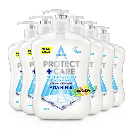 6x Astonish Protect & Care Liquid Soap Hand Wash Vitamin E 600ml