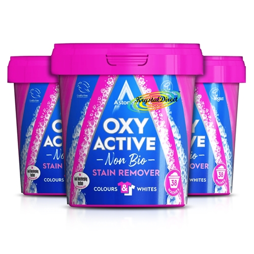 3x Astonish Oxy Active Non Bio Laundry Stain Remover Colours & White 825g