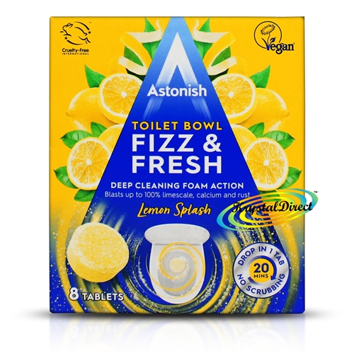 Astonish Toilet Bowl Fizz & Fresh Deep Cleaning Foam Lemon Splash 8 Tablets