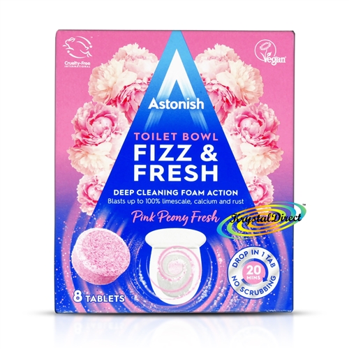 Astonish Toilet Bowl Fizz & Fresh Deep Cleaning Foam Pink Peony Fresh 8 Tablets