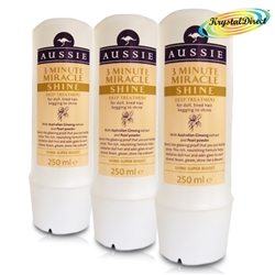 3x Aussie 3 Minute Miracle Shine Daily Deep Treatment 250ml For Dull Tired Hair