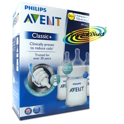 Philips AVENT SCF560/37 Classic+ Feeding Bottles 3 Pack Anti Colic BPA Free 0m+