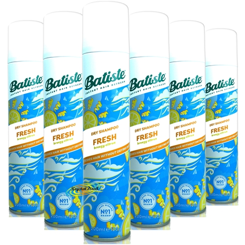 6x Batiste Dry Shampoo Cool & Crisp Fresh 200ml Instant Hair Refresh