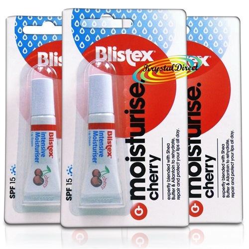 3x Blistex Intensive Moisturiser CHERRY Hydrating SPF15 Lip Balm 6ml Shea Butter