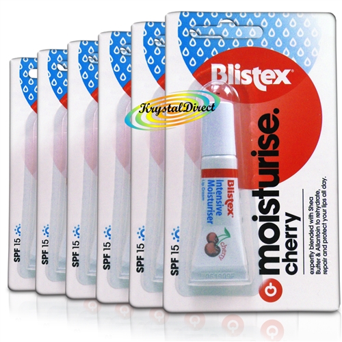 6x Blistex Intensive Moisturiser CHERRY Hydrating SPF15 Lip Balm 6ml Shea Butter