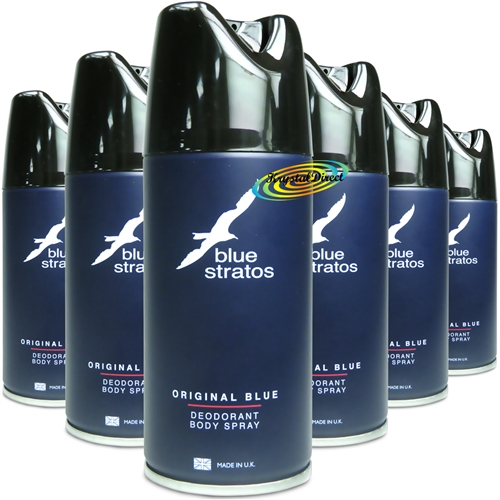 6x Blue Stratos Original Blue Deodorant Body Spray 150ml