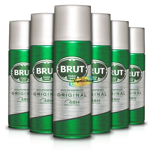 6x Brut Original Long Lasting Anti Perspirant Spray 200ml
