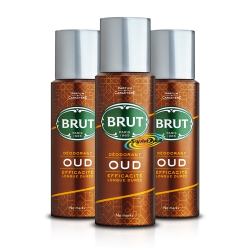 3x Brut Oud Long Lasting Deodorant Body Spray 200ml