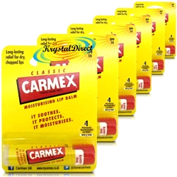 6x Carmex Classic Original Click Stick Ultra Moisturising Dry & Chapped Lip Balm