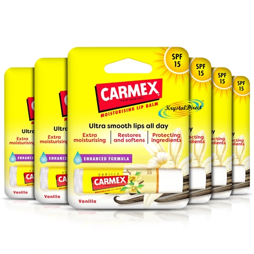 6x Carmex Classic Vanilla Click Stick Ultra Moisturising Dry & Chapped Lip Balm