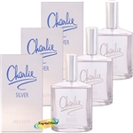 3x Revlon Charlie Silver Eau De Toilette EDT Spray 100ml Womens Fragrance
