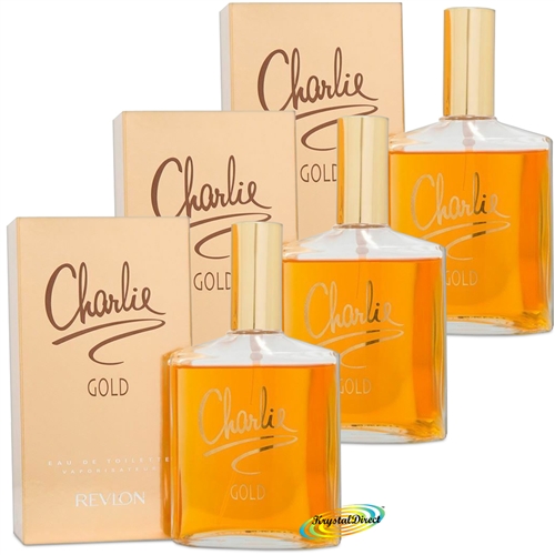 3x Revlon Charlie Gold Eau De Toilette EDT Spray 100ml Womens Fragrance