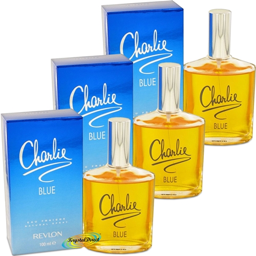 3x Revlon Charlie Blue Eau Fraiche Spray 100ml Womens Fragrance