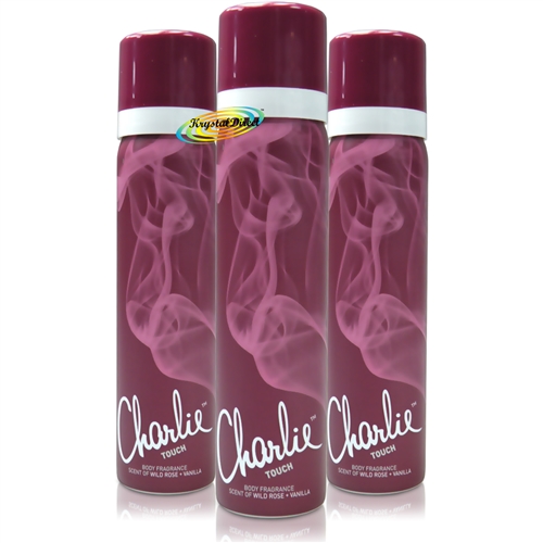 3x Charlie TOUCH Body Spray Fragrance 75ml - Wild Rose + Vanilla