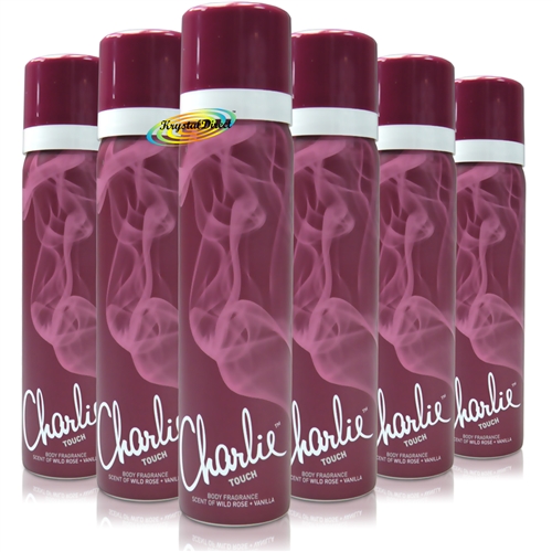 6x Charlie TOUCH Body Spray Fragrance 75ml - Wild Rose + Vanilla