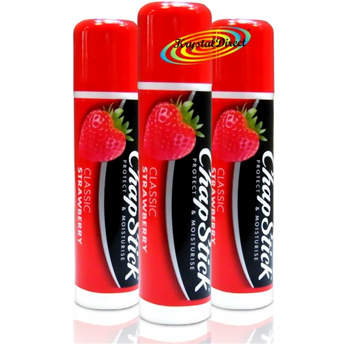 3x ChapStick Lip Balm Strawberry Classic For Dry Chapped Lips Chap Stick